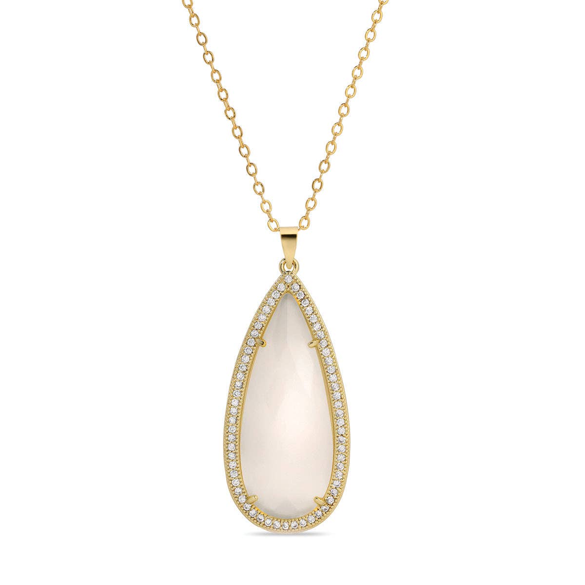Long Shimmer Stone Pendant Necklace