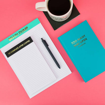 Chez Gagné - Too Many Tabs Open (a memoir) - Hardcover Daily Journal - Bright Teal