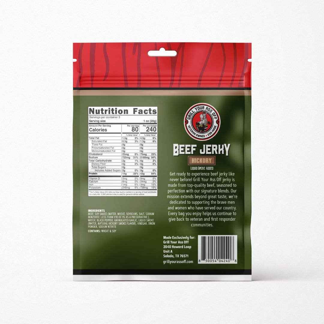 Hickory Beef Jerky 3oz Classic Smoky Flavor Meat Snack