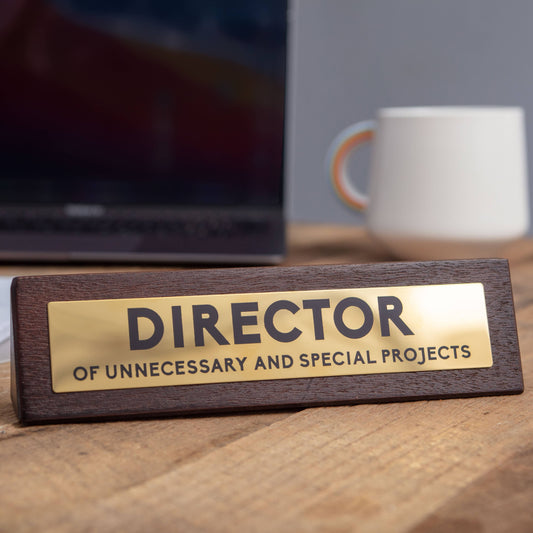 Letrero de madera para escritorio de director - Regalos divertidos y novedosos - Artículos de broma