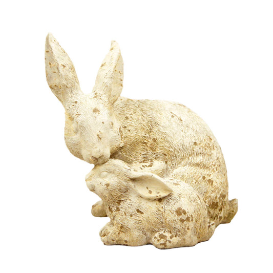 Resin Mama & Baby Crouching Bunnies