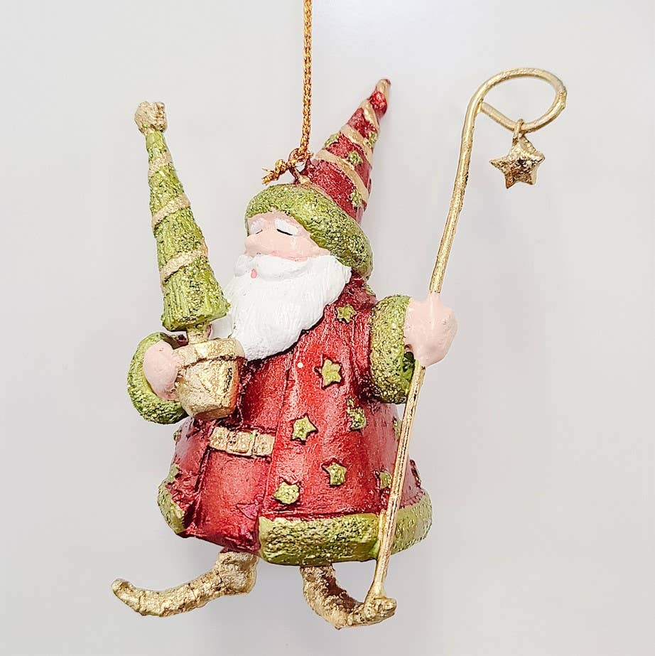 Dekorasyon Gifts  Decor - 3.5" Wizard Santa w/Tree (Red/Citron)