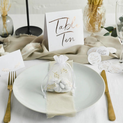 Gold Vine Organza Bags 10 Pack