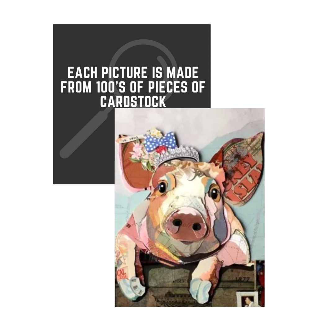 3D Collage Art | Pig - Queen for a Day (32"x24")