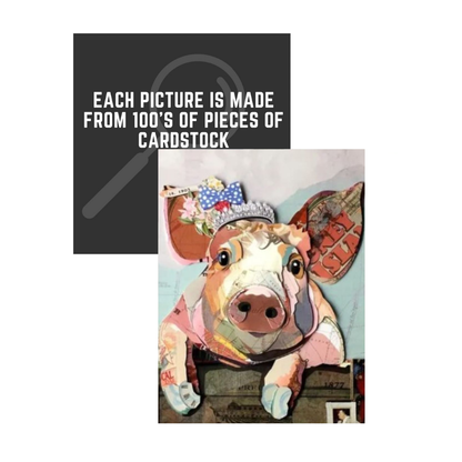 3D Collage Art | Pig - Queen for a Day (32"x24")
