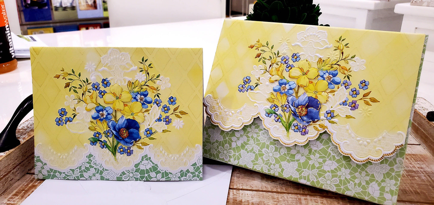 Sunny Bouquet Embossed Die-cut Boxed Portfolio Note Card