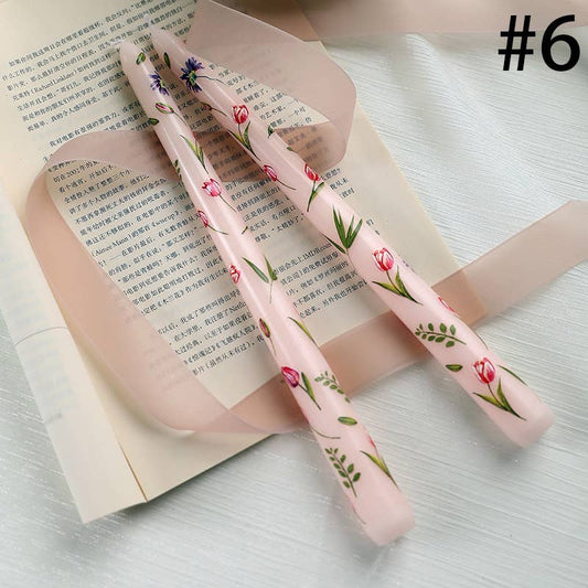 Velas Meta - Vela navideña sin humo de tallo largo con estampado floral de 25 cm