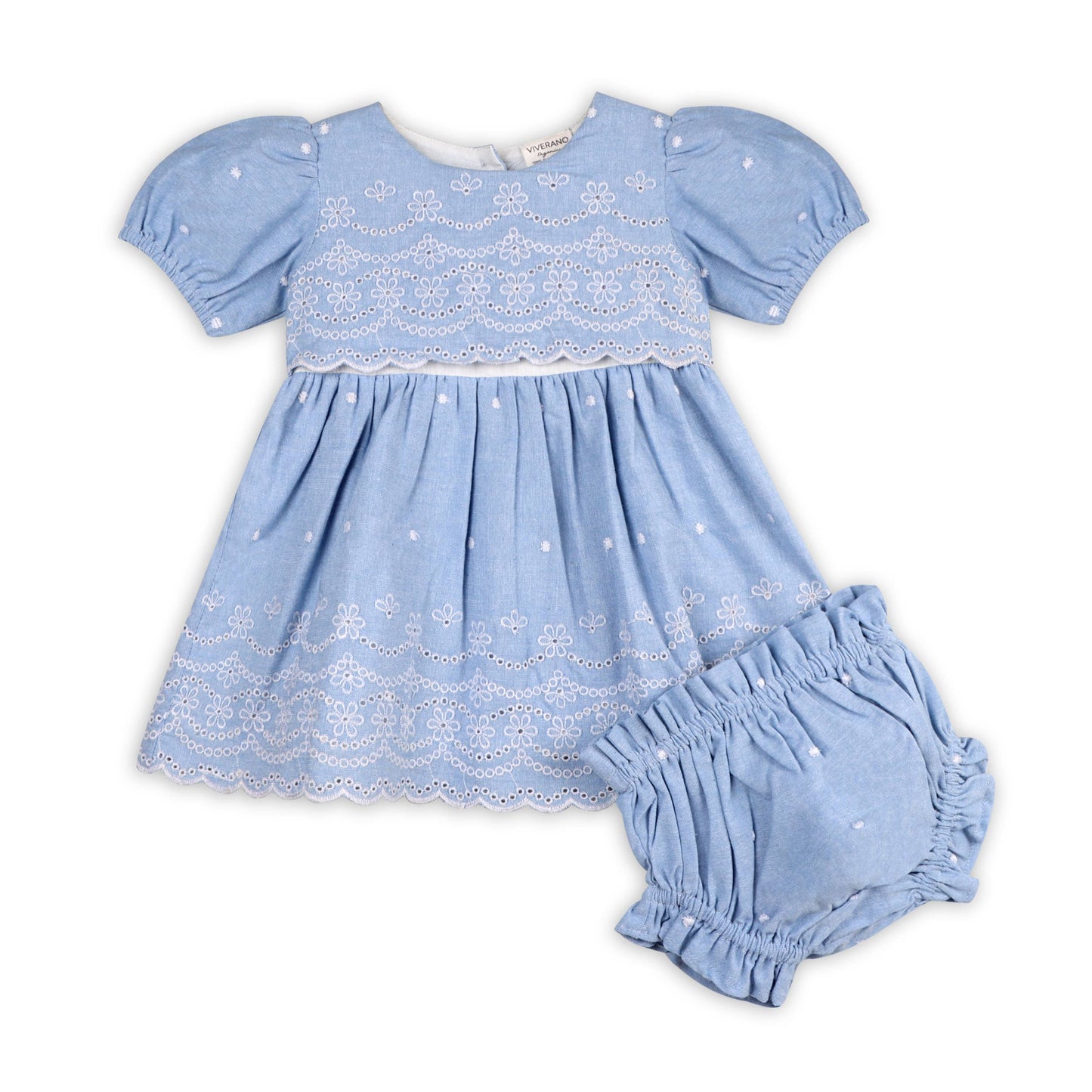 Viverano Organics - Isla Chambray Baby Dress + Bloomer (Organic Cotton)