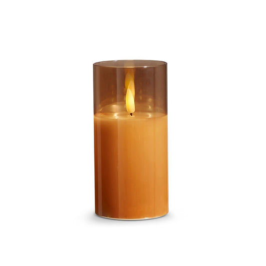 3" x 6" Gold Glass Ivory Pillar Candle