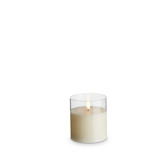 3.5" x 4" Clear Glass Ivory Pillar Candle
