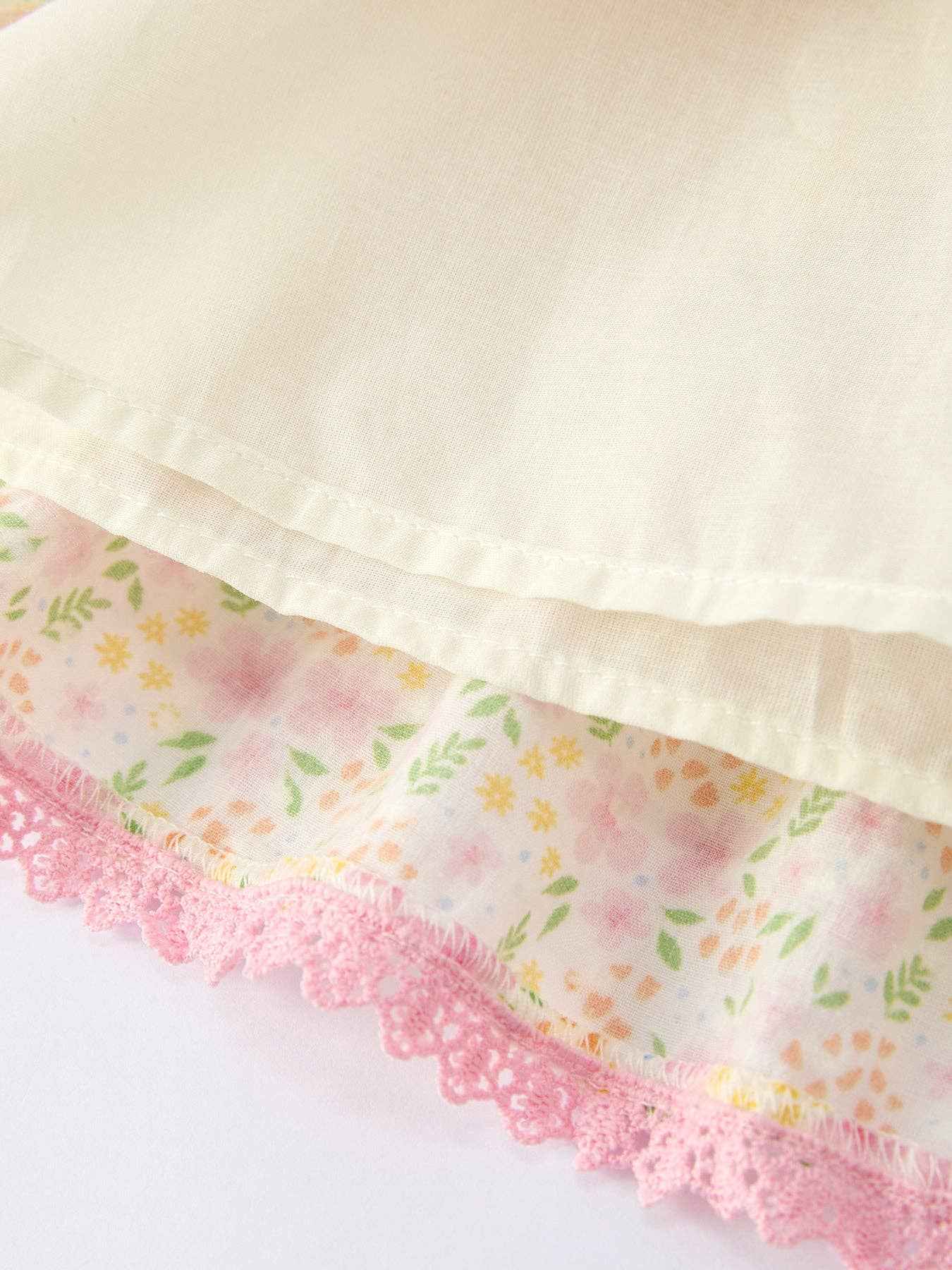 Spring Floral Girls Ruffle Dress With Bow Straw Hat Set: 6