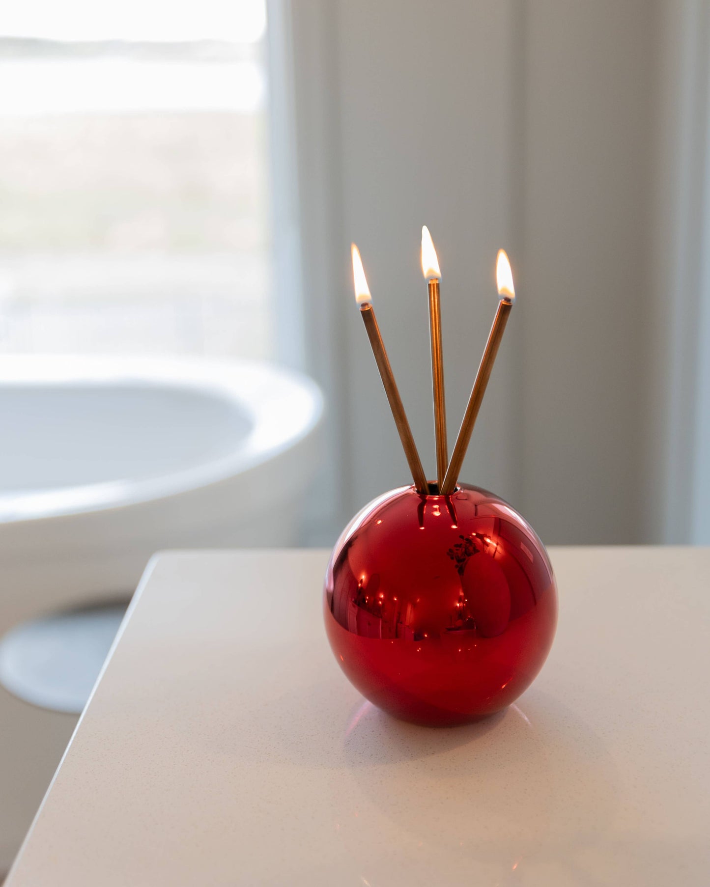 Neva Red Metallic Vase for Everlasting Candles