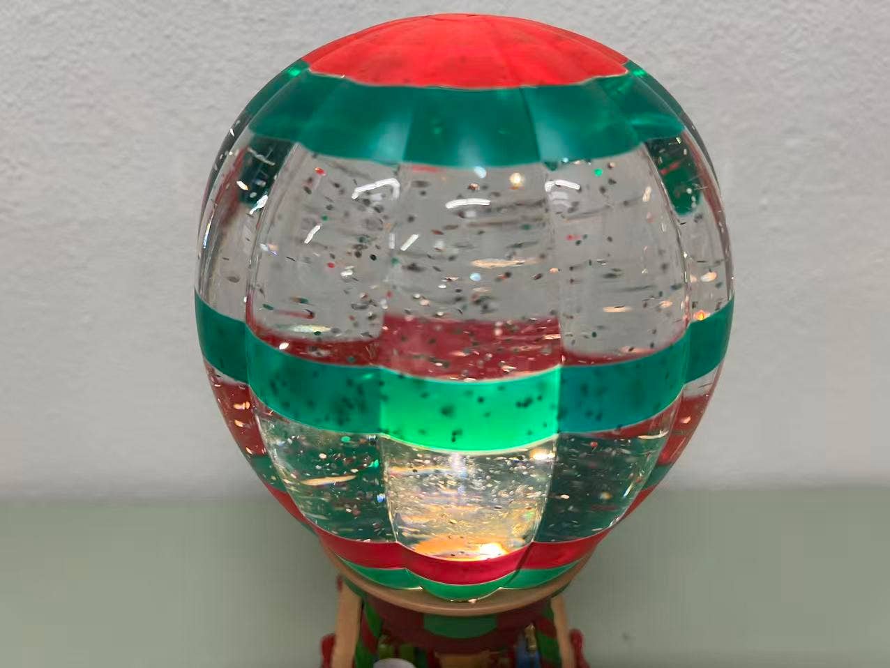 10" B/O Lighted Bear Balloon Glitter Globe Christmas Decor