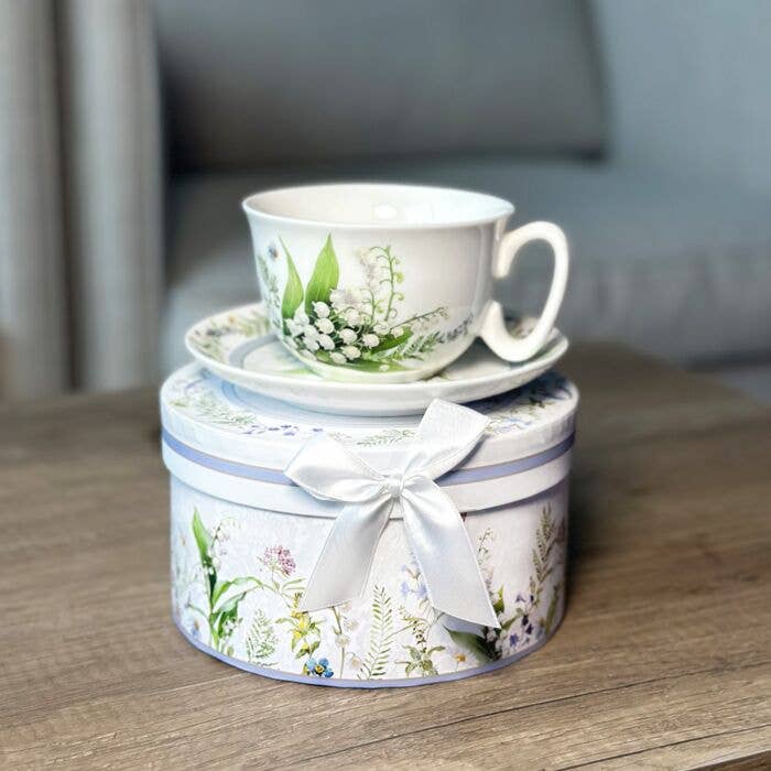 Lily Porcelain Tea/Coffee Cup and Saucer in Gift Box