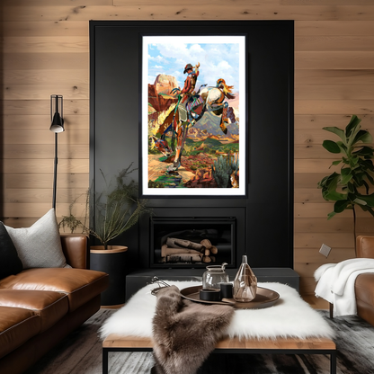3D Collage Art | Cowboy on Bronc (36"x24")