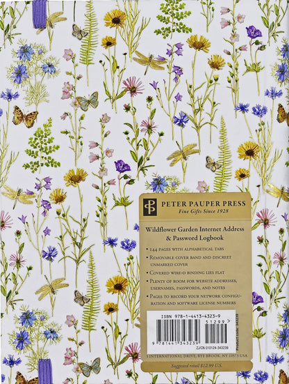 Wildflower Garden Large Internet Address & Password Logbook