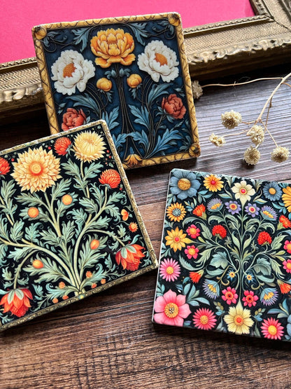 The Painted Lily - Posavasos de piedra inspirados en William Morris - caja de 6