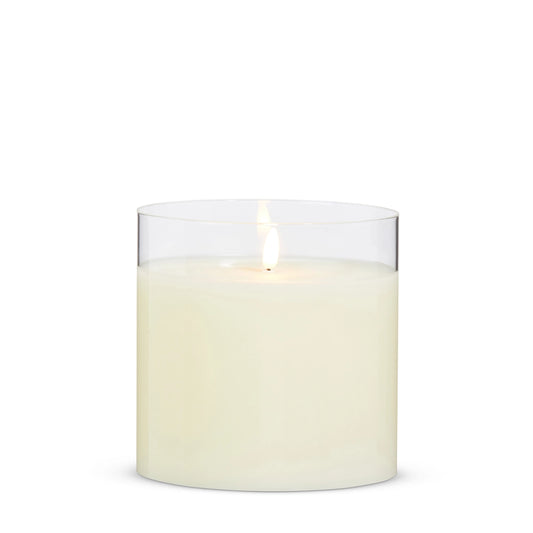 Clear Glass Ivory Pillar Candle