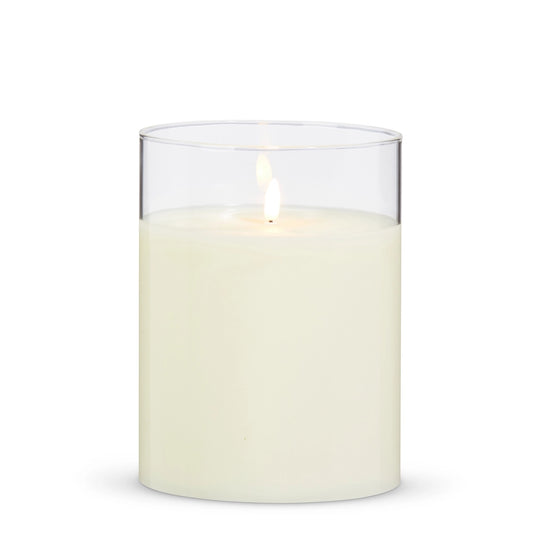 Clear Glass Ivory Pillar Candle