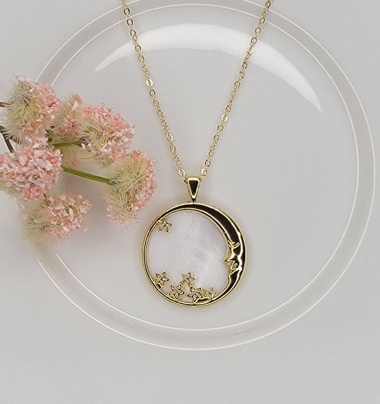 MOON AND STAR PENDANT NECKLACE
