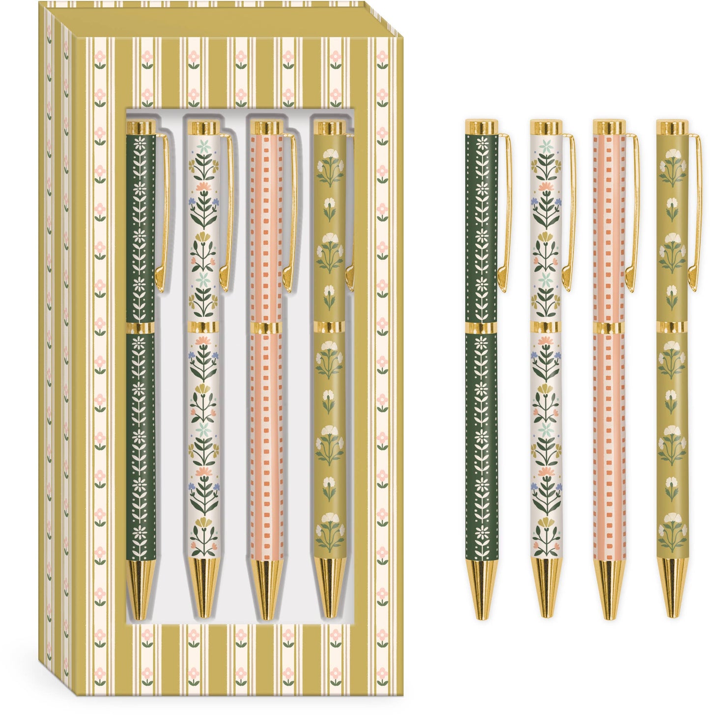 Mustard Stripe Boxed Pens