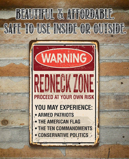 Advertencia Zona Redneck - Letrero metálico