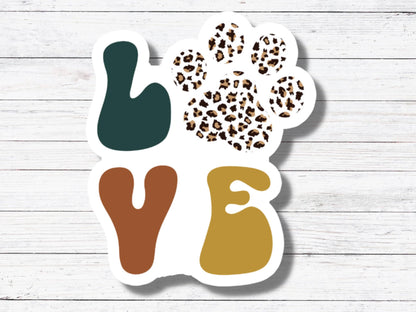 Oily Graphic Creations - Paw Print Love Sticker/Magnet- Dog Parent