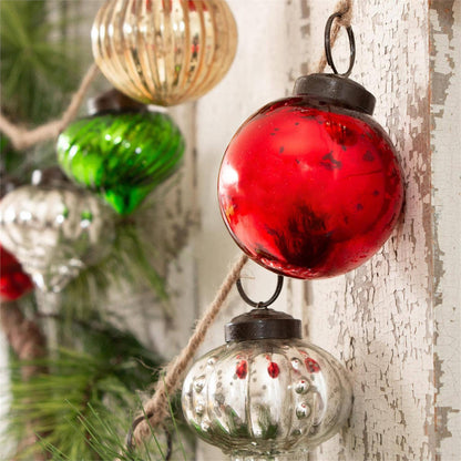 Garland - Mercury Glass Multi Colored Ornaments