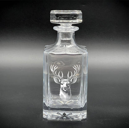 Adirondack Etching LLC - Ciervo - Decantador de whisky de 750 ml