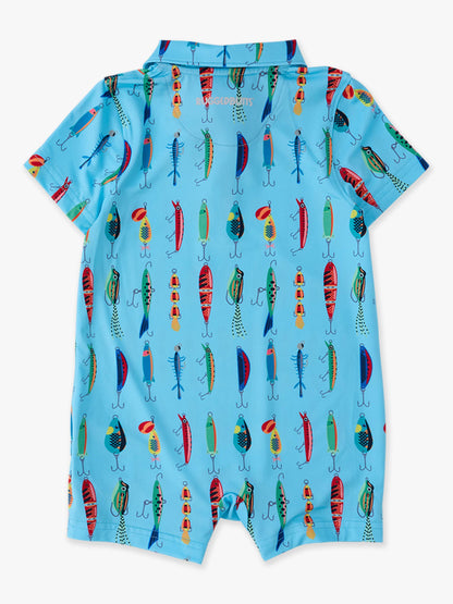 Baby Boys Gone Fishin Performance Polo Romper