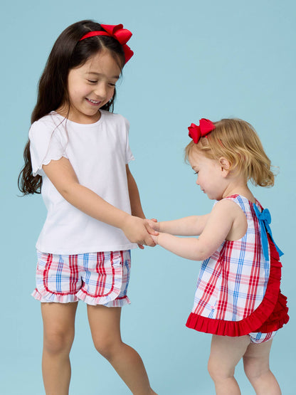 Lincoln Plaid Short Sleeve Woven Button-Up Romper