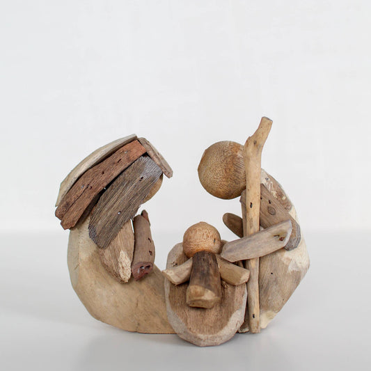 Rounded Driftwood Holy Family (Natural) 4.5" x 6"