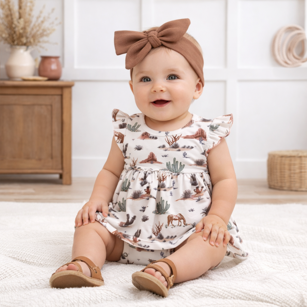 Baby Girl Skirted Bodysuit – Cactus Trails