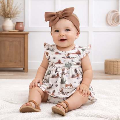 Baby Girl Skirted Bodysuit – Cactus Trails