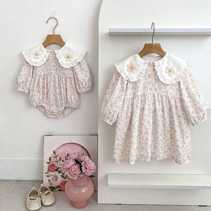 Baby Girls Flower Long-sleeved Bodysuit