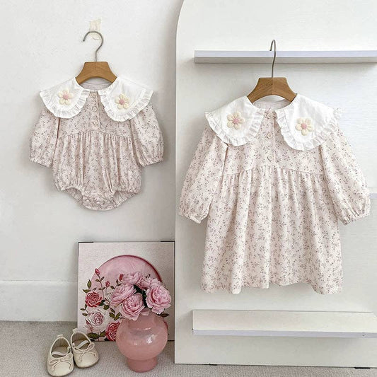 Baby Girls Flower Long-sleeved Bodysuit