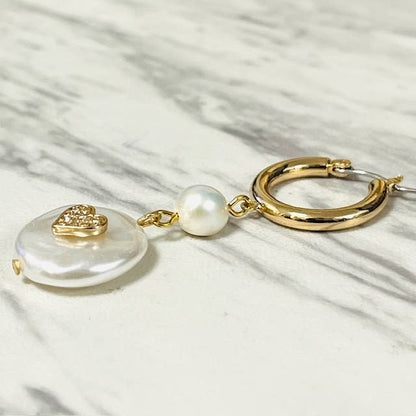 Anita K By Blushing Pink - Crystal Heart & Pearl Drop Hoop
