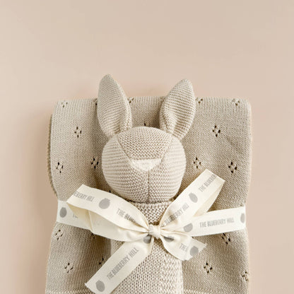 Pique Blanket Bunny Lovey Birch Baby Gift Organic Cotton