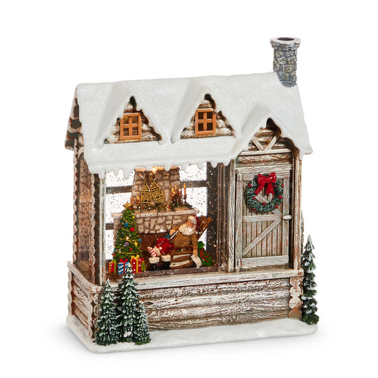 9" Santa Off Duty Lighted Water Cabin