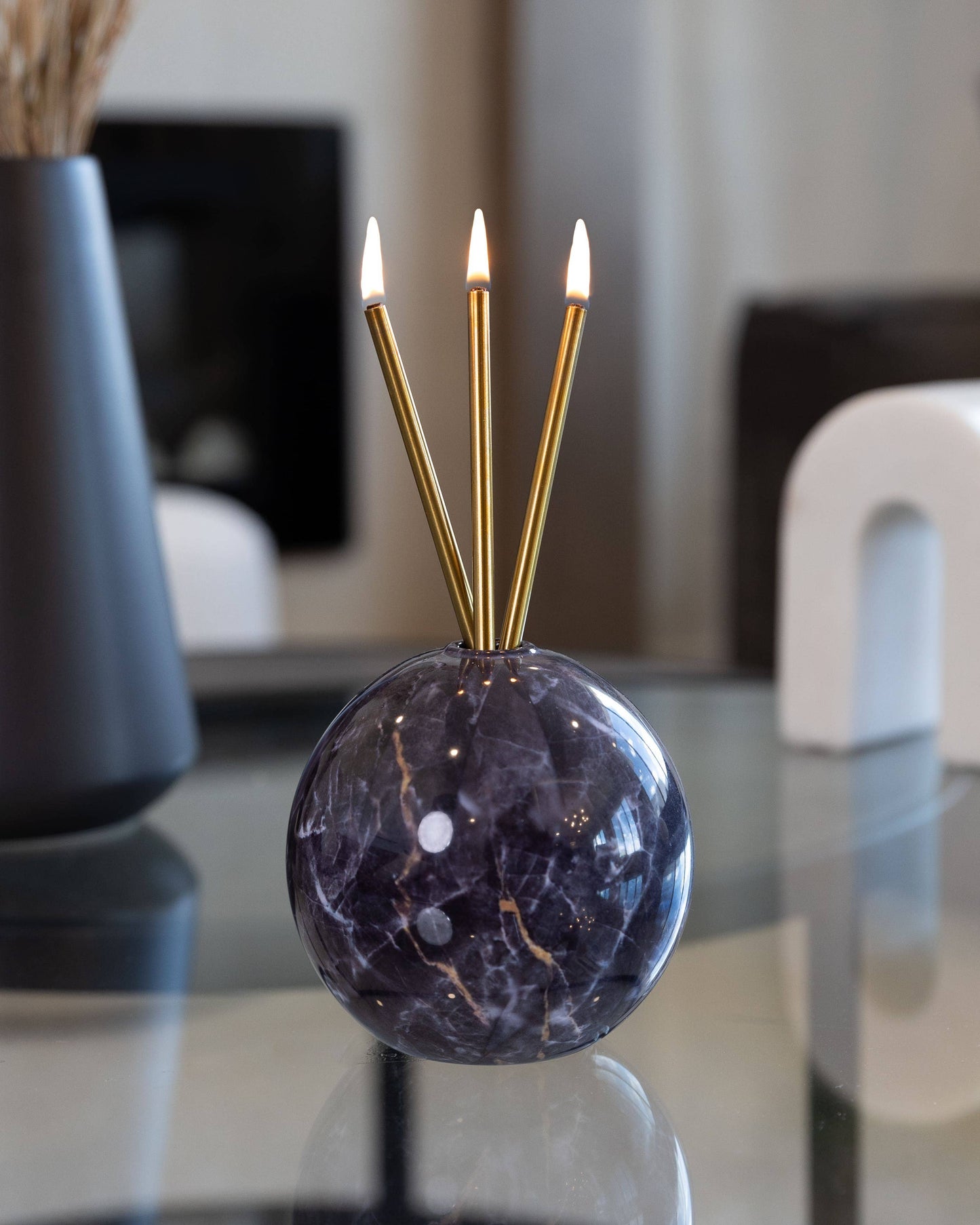 Neva Charcoal Marble Vase for Everlasting Candles