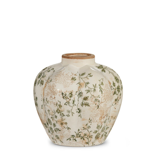 8" Taupe Floral Vase