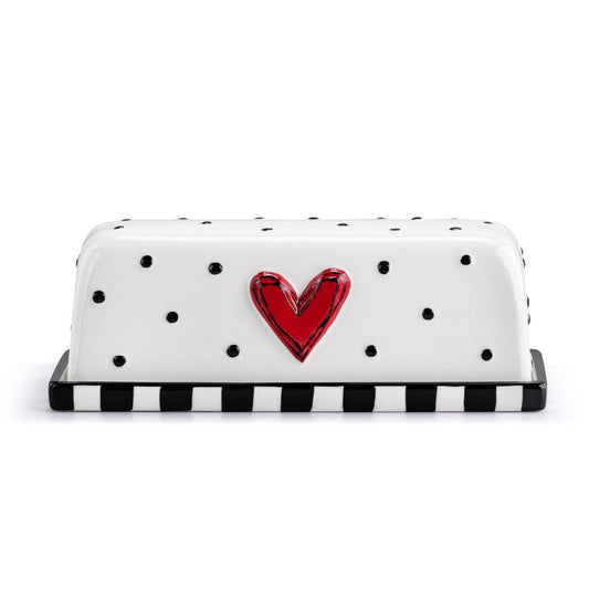 Red Heart Butter Dish