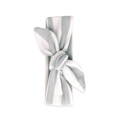 Soft Cotton Baby Girl Headbands – Adjustable One Size: Grey Stripe