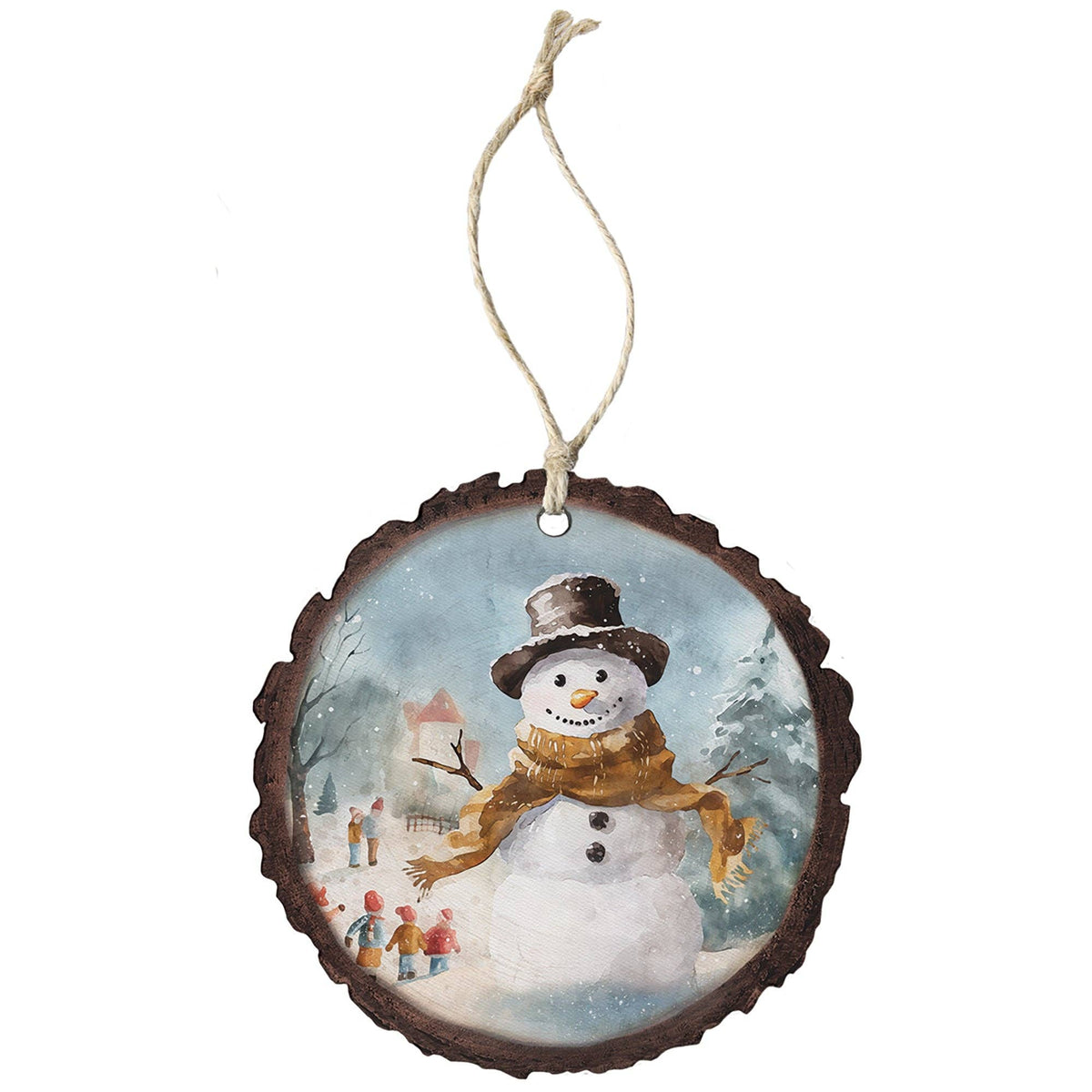 Snowman Town Scene - Round Ornaments