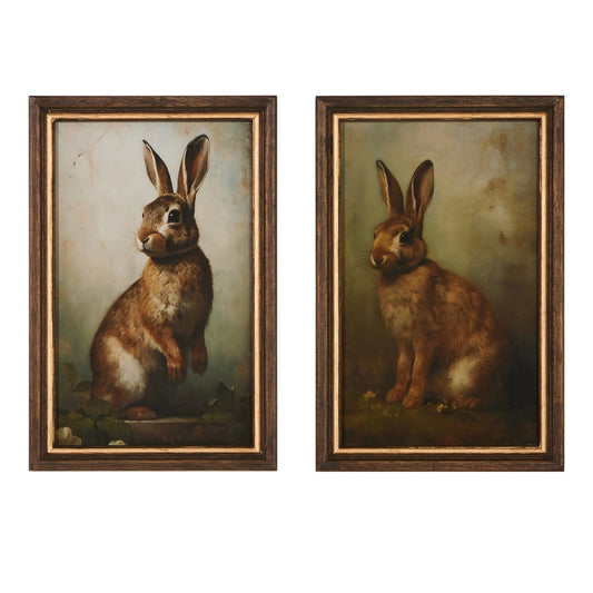 Vintage Rabbit Framed Wall Art - Sold Separately