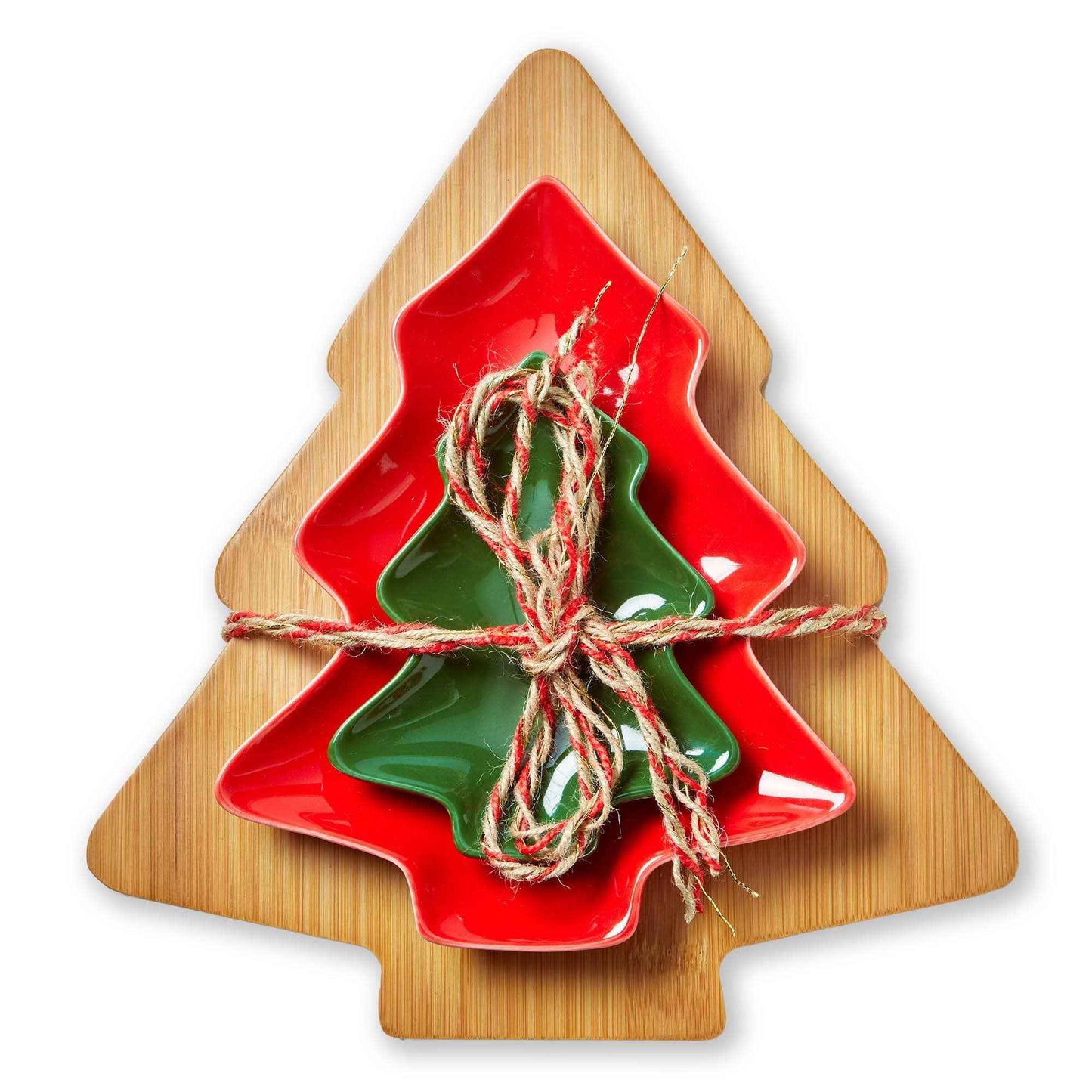 Christmas Tree Board & Dish Set Of 3: Multi / 90% twig, 10% wire / Dish: dishwasher safe. may get hot in microwave.wood board: hand wash only