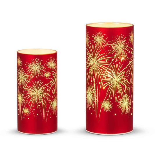 8" Lighted Firework Lanterns set of 2