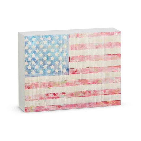 8" Faded American Flag Wood Block