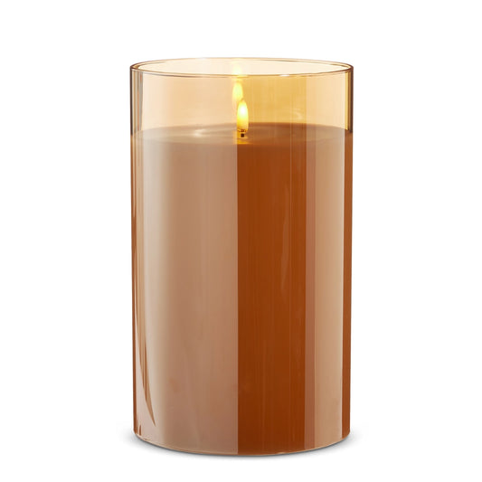 6" X 10" Gold Glass Ivory Pillar Candle