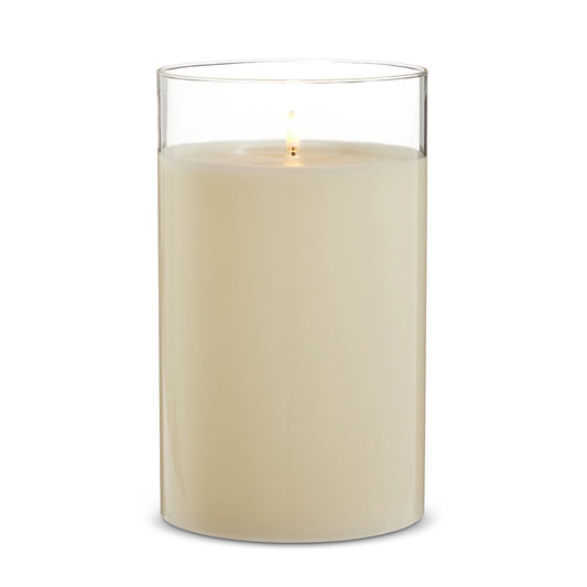 6" X 10" Clear Glass Ivory Pillar Candle